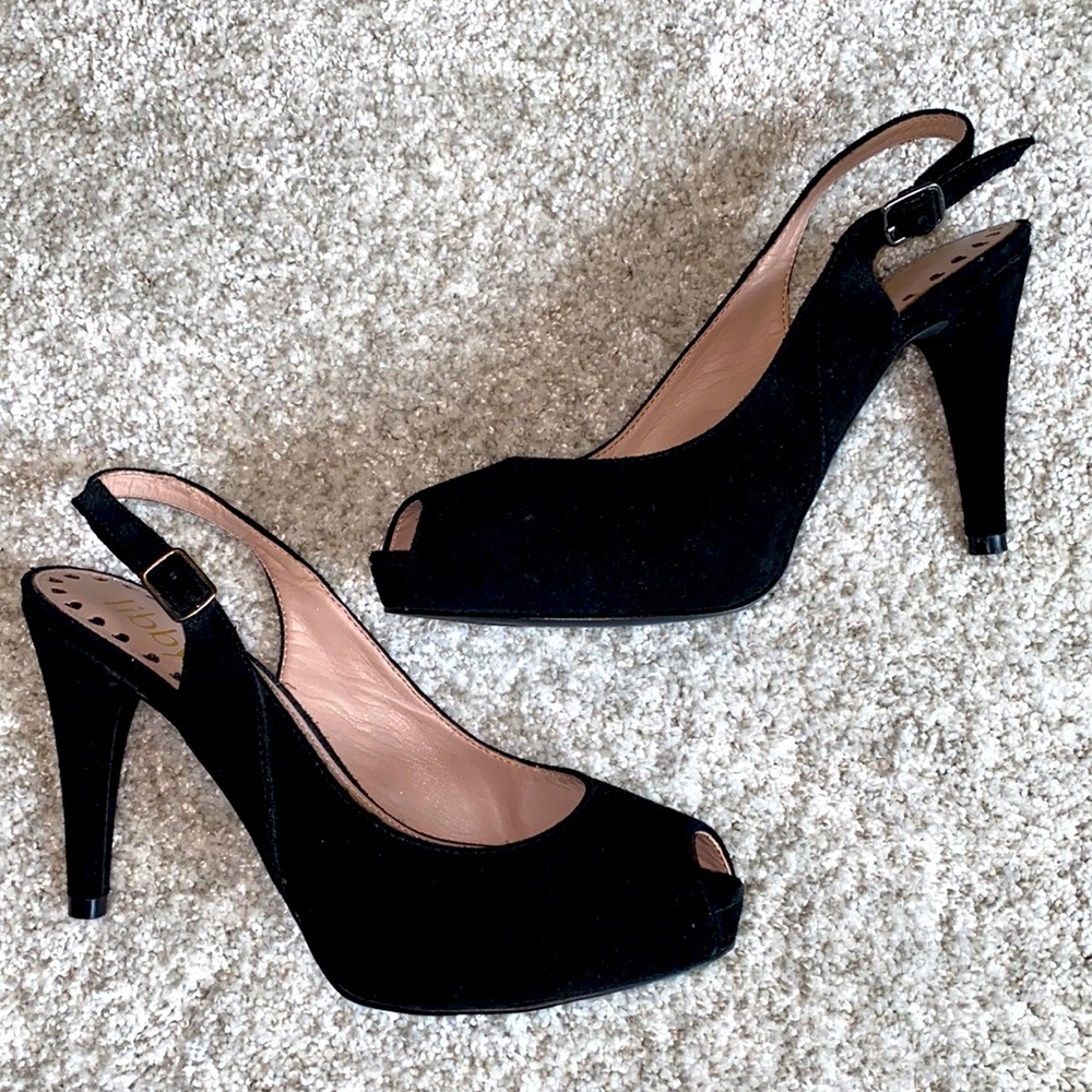 Sexy Libby Edelman suede leather peep toe sling back pumps. Sz 6